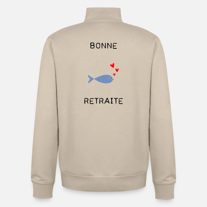 RETRAITE. BONNE RETRAITE. JOYEUSE RETRAITE - Sweat zippé unisexe en coton bio Stanley/Stella - beige crème
