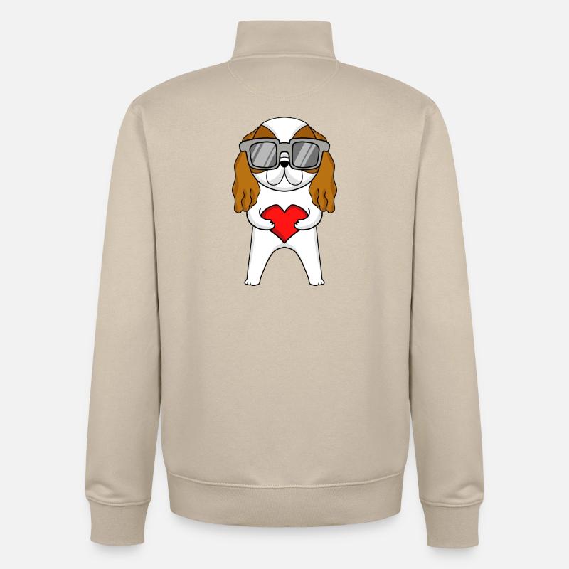 Cavalier King Charles Spaniel mit Sonnenbrille - Unisex Organic Zip Sweatshirt von Stanley/Stella - Cremebeige