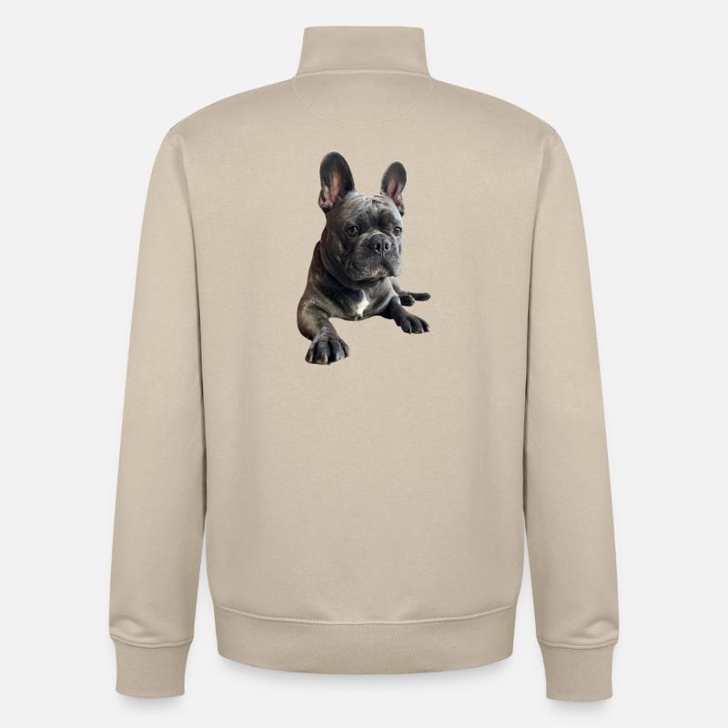 Portrait de bouledogue câlin - Sweat zippé unisexe en coton bio Stanley/Stella - beige crème