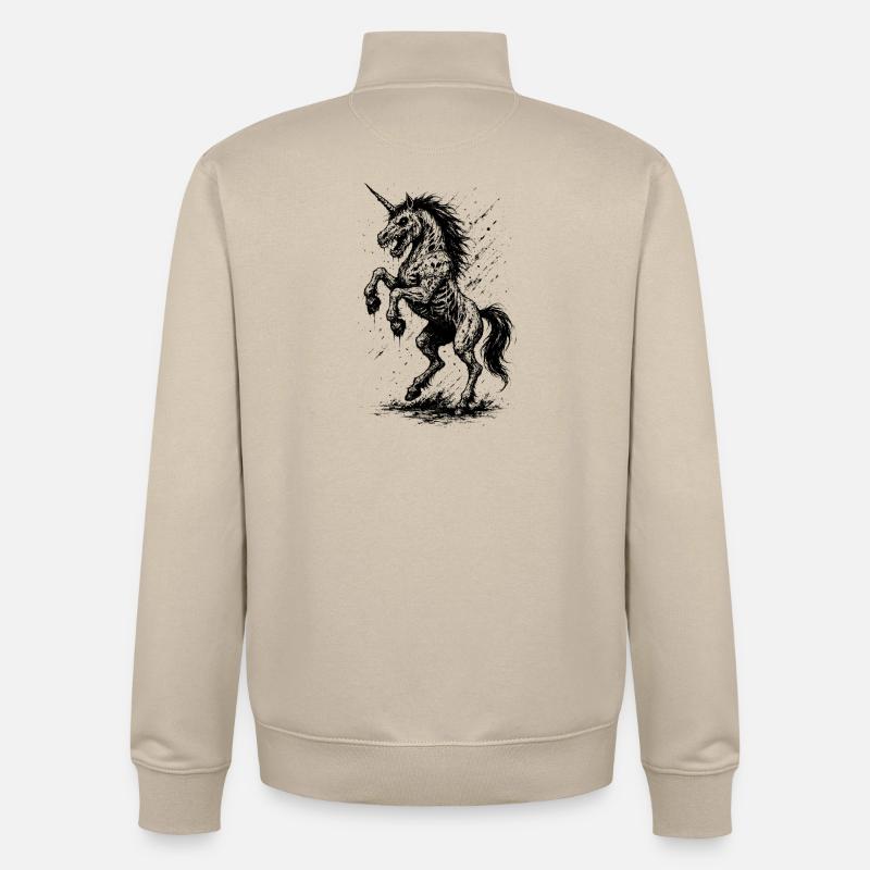 Einhorn Dämmerung - Unisex Organic Zip Sweatshirt von Stanley/Stella - Cremebeige
