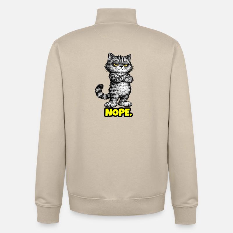 Nope. – Grumpy Katze (Chef Vibes) - Unisex Organic Zip Sweatshirt by Stanley/Stella - desert dust