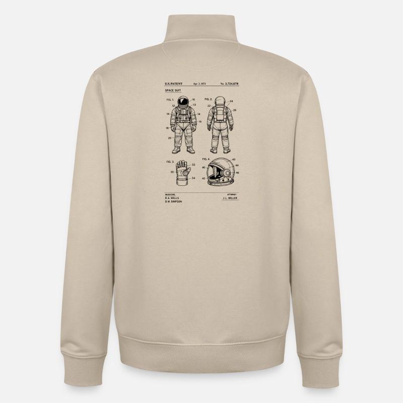 Plan de brevet de combinaison spatiale - Sweat zippé unisexe en coton bio Stanley/Stella - beige crème