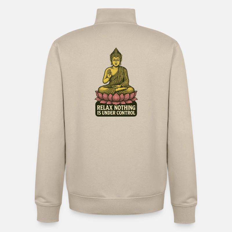 Citation Zen Relax de Bouddha Lotus - Sweat zippé unisexe en coton bio Stanley/Stella - beige crème