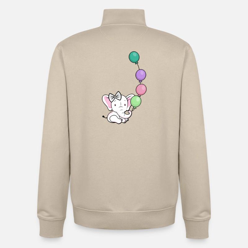 Ballonelefant mit Bogen - Unisex Organic Zip Sweatshirt von Stanley/Stella - Cremebeige
