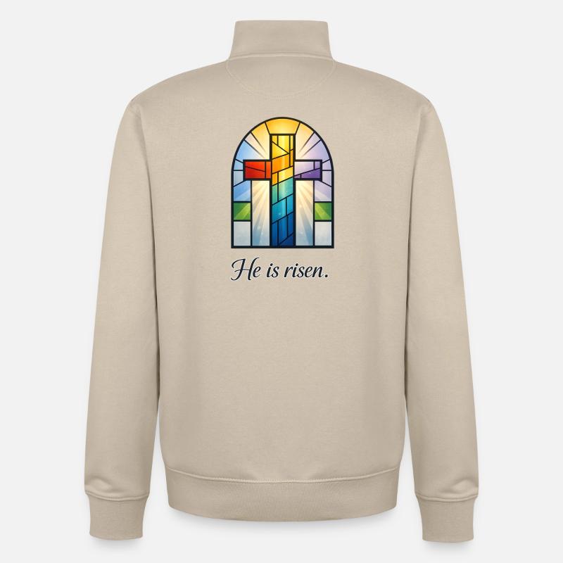 He Is Risen - Unisex Organic Zip Sweatshirt von Stanley/Stella - Cremebeige