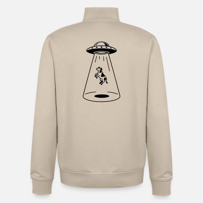 OVNI avec vache - Sweat zippé unisexe en coton bio Stanley/Stella - beige crème