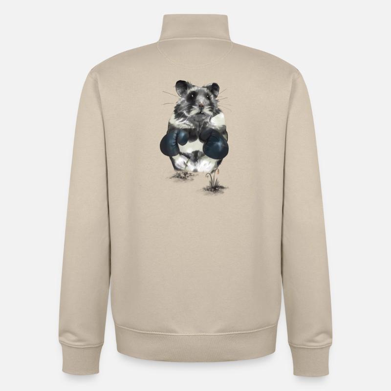 Kampfgeist Hamster im Boxring - Unisex Organic Zip Sweatshirt von Stanley/Stella - Cremebeige