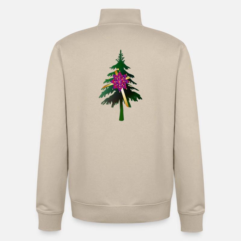 Christbaum oder Weihnachtsbaum & Geschenkschleife - Unisex Organic Zip Sweatshirt von Stanley/Stella - Cremebeige