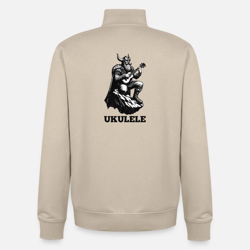 Ukulele Wikinger Musik Geschenk - Unisex Organic Zip Sweatshirt von Stanley/Stella - Cremebeige