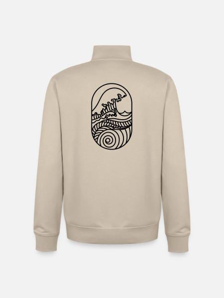 Din nye bølge – Kyst-, sol- og surfestemning - Unisex genser med glidelås i økologisk bomull Stanley/Stella - krembeige