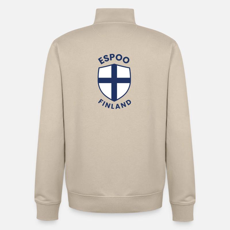 Conception du bouclier d’Espoo Finland - Sweat zippé unisexe en coton bio Stanley/Stella - beige crème