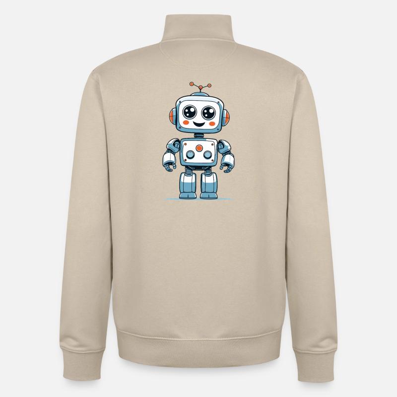 Petit robot spatial - Sweat zippé unisexe en coton bio Stanley/Stella - beige crème