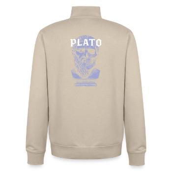 Conception artistique du crâne de Platon - Sweat zippé unisexe en coton bio Stanley/Stella - beige crème - Dos - AI Model Male 185 dark (185cm)