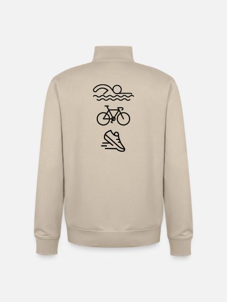 Triathlon - schwimmen, fahrradfahren, laufen! - Unisex Organic Zip Sweatshirt von Stanley/Stella - Cremebeige