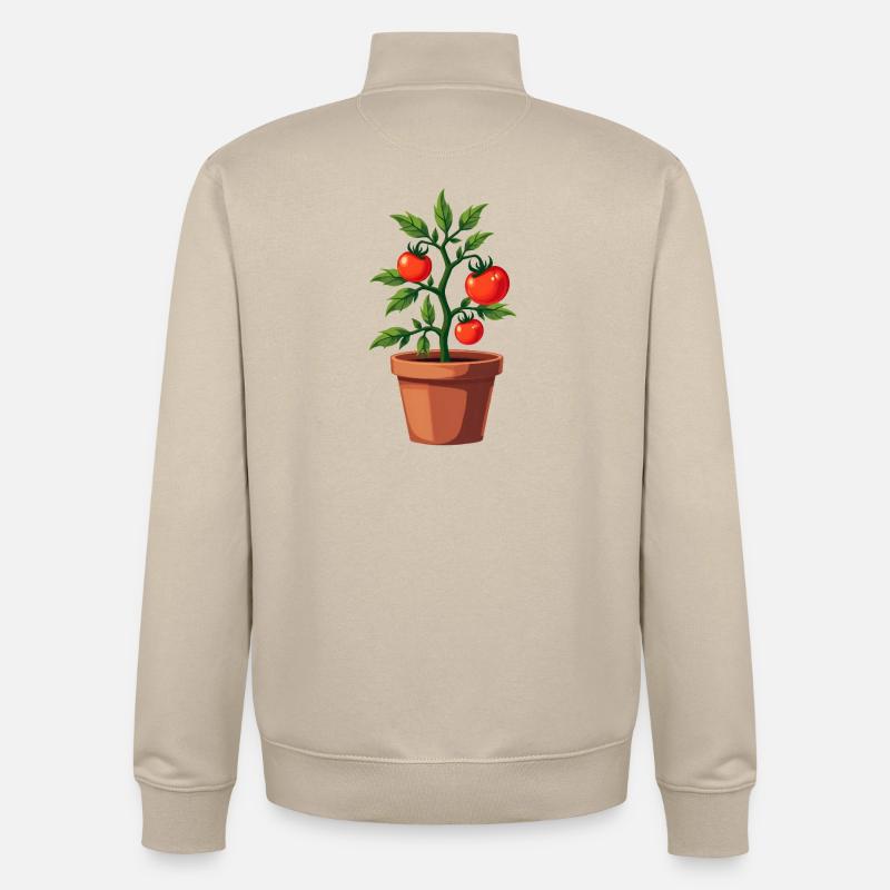 Plante de tomate - Sweat zippé unisexe en coton bio Stanley/Stella - beige crème