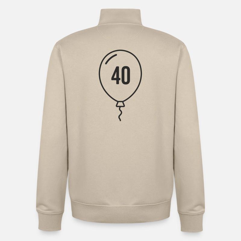 Ballon numéro 40 – Conception ronde d’anniversaire - Sweat zippé unisexe en coton bio Stanley/Stella - beige crème
