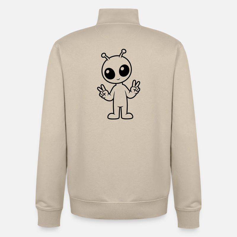 Paix extraterrestre - Sweat zippé unisexe en coton bio Stanley/Stella - beige crème