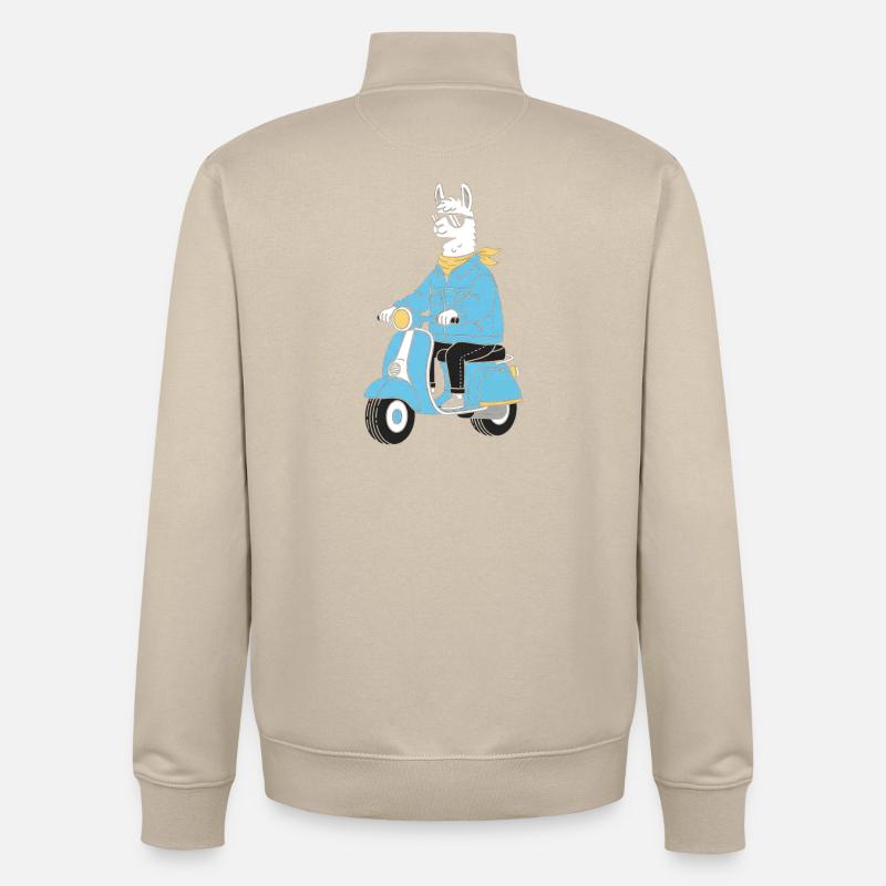 Trottinette en denim Lama - Sweat zippé unisexe en coton bio Stanley/Stella - beige crème
