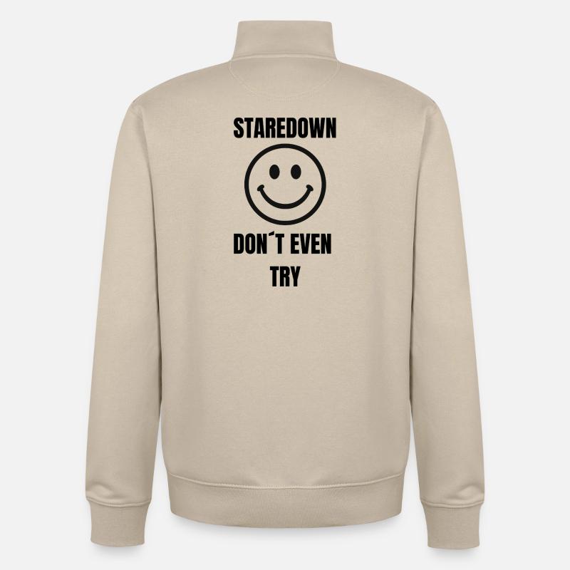 Staredown Smile– Don't Even Try - Unisex Organic Zip Sweatshirt von Stanley/Stella - Cremebeige