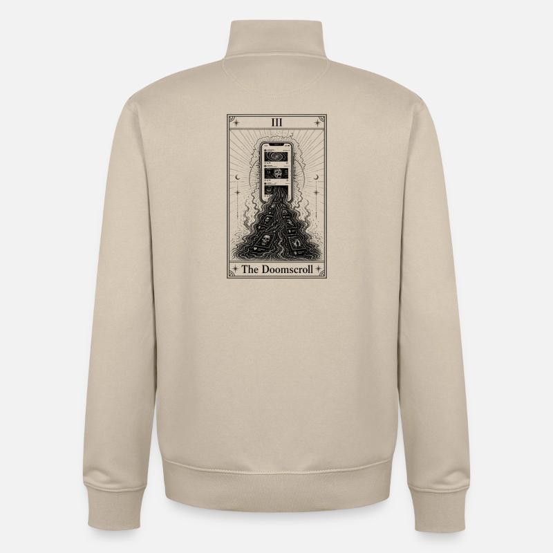 Endless Scrolling | Tarot Card | Doomscrolling - Unisex Organic Zip Sweatshirt by Stanley/Stella - desert dust