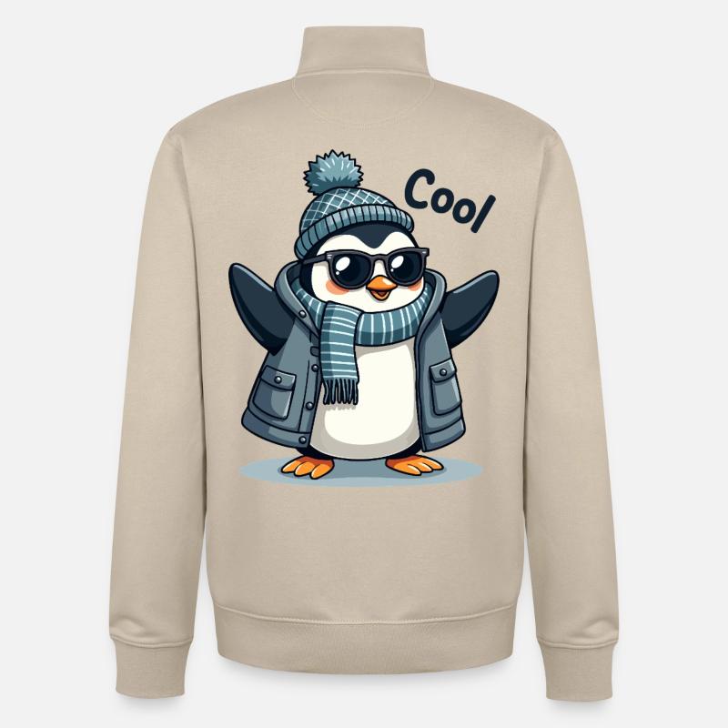 Coolguin - der coole Penguin - Unisex Organic Zip Sweatshirt von Stanley/Stella - Cremebeige