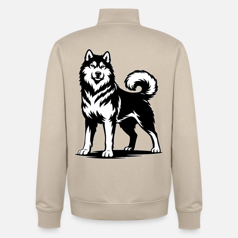 Alaskan Malamute in stolzer Pose - Unisex Organic Zip Sweatshirt von Stanley/Stella - Cremebeige