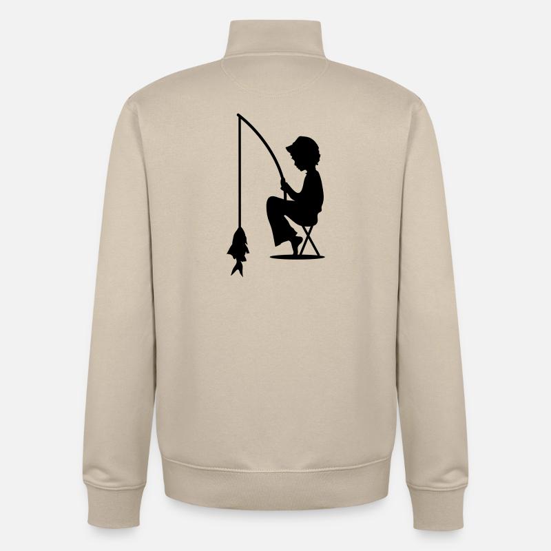 Junge angelt einen Fisch - Unisex Organic Zip Sweatshirt von Stanley/Stella - Cremebeige