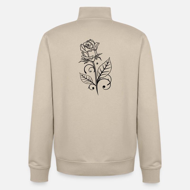 Rose avec feuilles - Sweat zippé unisexe en coton bio Stanley/Stella - beige crème