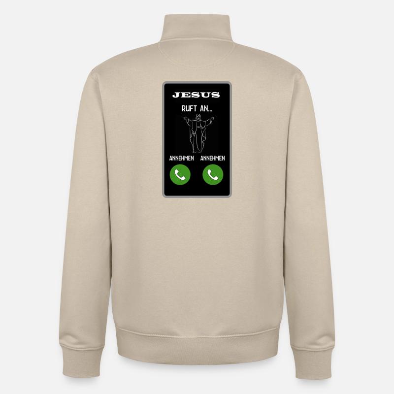 Jesus ruft an - Unisex Organic Zip Sweatshirt von Stanley/Stella - Cremebeige