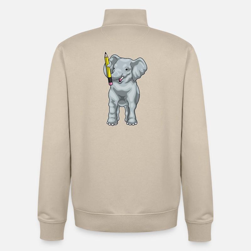 Elefant Schüler Bleistift Schule - Unisex Organic Zip Sweatshirt von Stanley/Stella - Cremebeige