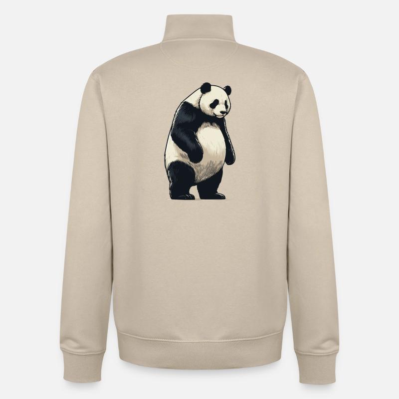 Panda - Sweat zippé unisexe en coton bio Stanley/Stella - beige crème