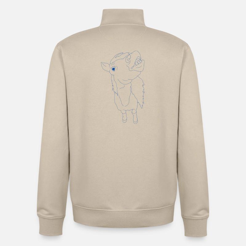 Drôle de cheval avec la gueule ouverte - Sweat zippé unisexe en coton bio Stanley/Stella - beige crème