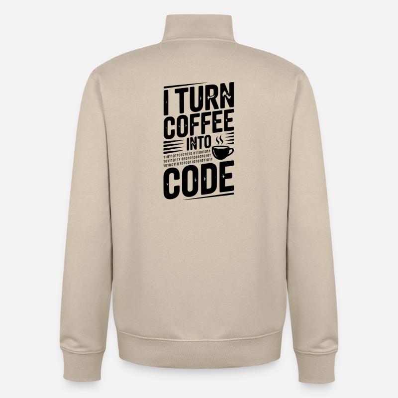 Ich verwandle Kaffee in Code - Unisex Organic Zip Sweatshirt von Stanley/Stella - Cremebeige