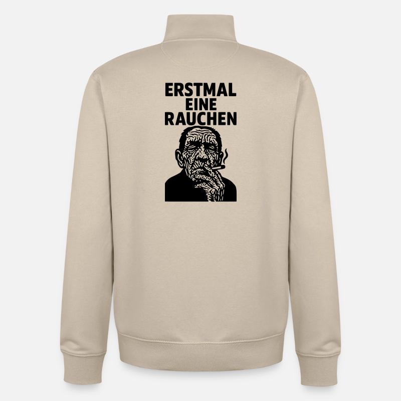 erstmal eine rauchen - Unisex Organic Zip Sweatshirt von Stanley/Stella - Cremebeige