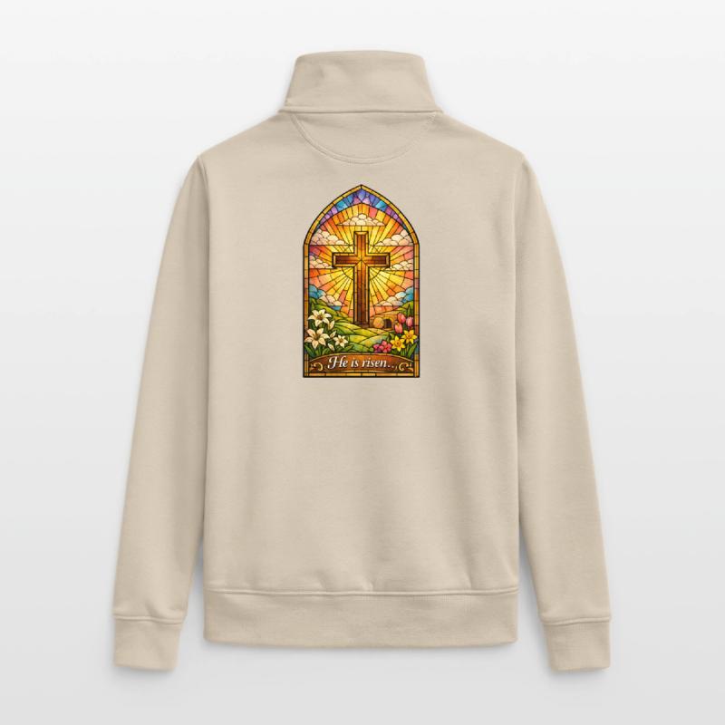He is Risen Easter Jesus Easter Unisex Organic Zip Sweatshirt by Stanley/Stella