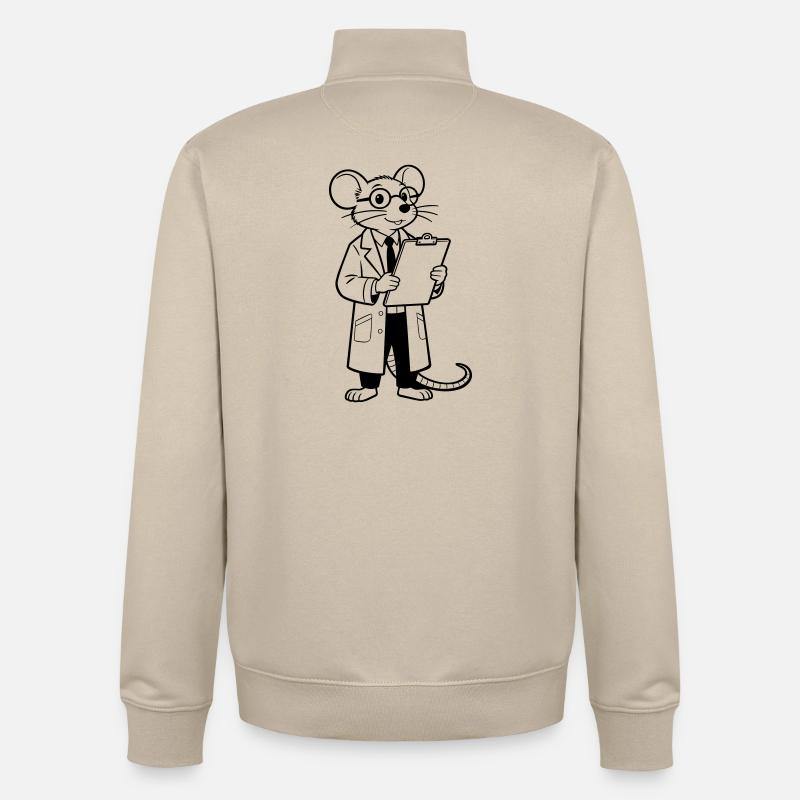scientist mouse - Unisex Organic Zip Sweatshirt by Stanley/Stella - desert dust