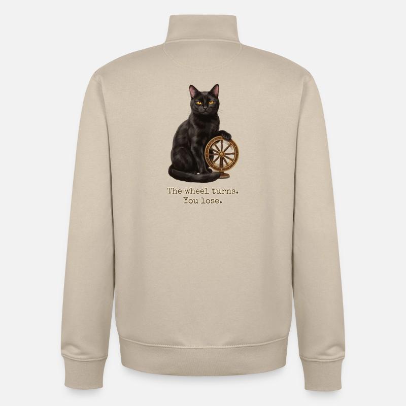 La roue tourne le chat - Sweat zippé unisexe en coton bio Stanley/Stella - beige crème