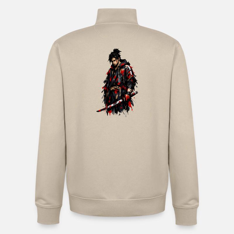 Roter Schatten Samurai - Unisex Organic Zip Sweatshirt von Stanley/Stella - Cremebeige