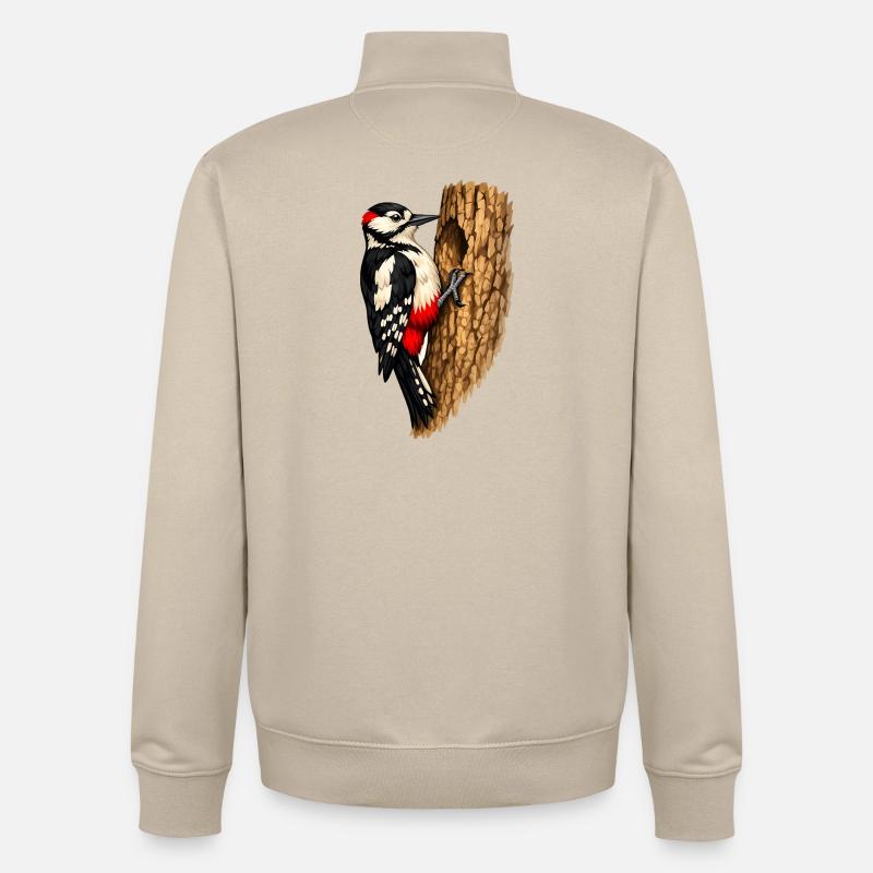 Pic dans un arbre - Sweat zippé unisexe en coton bio Stanley/Stella - beige crème