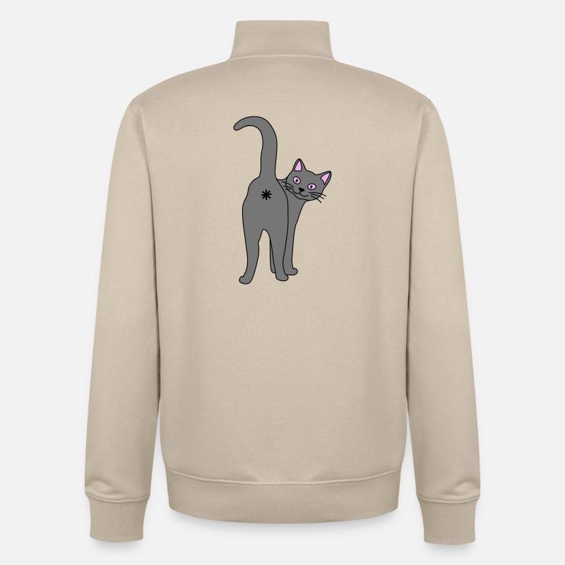 Freche Katze - Unisex Organic Zip Sweatshirt von Stanley/Stella - Cremebeige