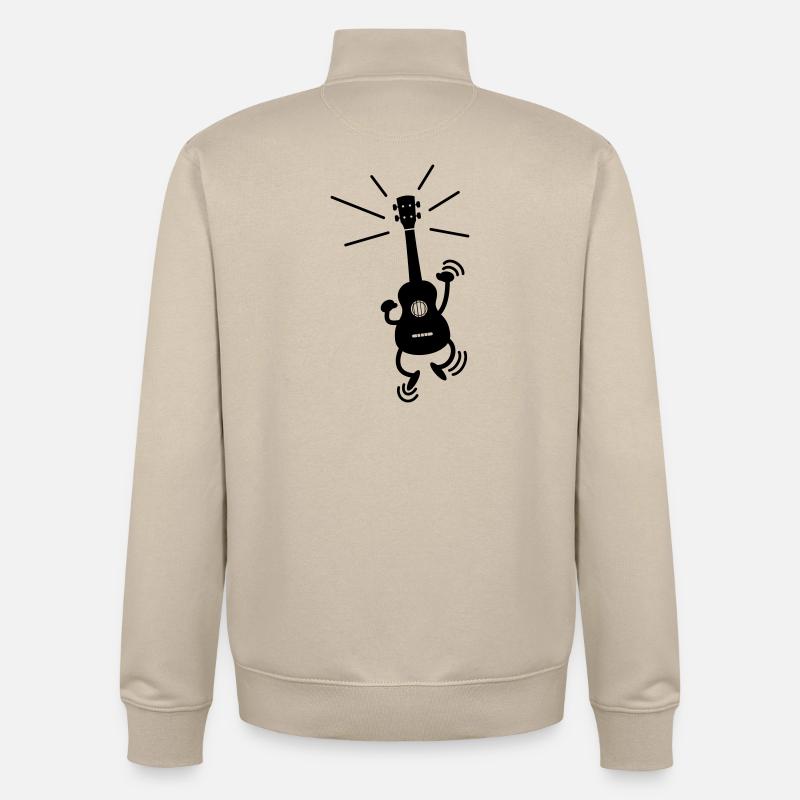Ukulélé dansant - Sweat zippé unisexe en coton bio Stanley/Stella - beige crème