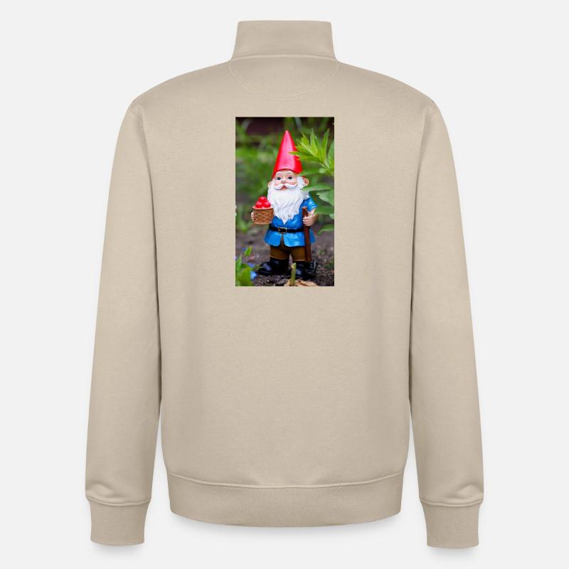 Gartengnom mit Korb - Unisex Organic Zip Sweatshirt von Stanley/Stella - Cremebeige