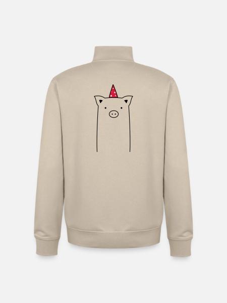 Pig Party - Party Sau - Unisex Organic Zip Sweatshirt by Stanley/Stella - desert dust