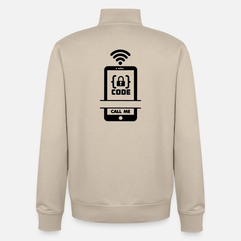 Appelez-moi téléphone pour programmeur - Sweat zippé unisexe en coton bio Stanley/Stella - beige crème
