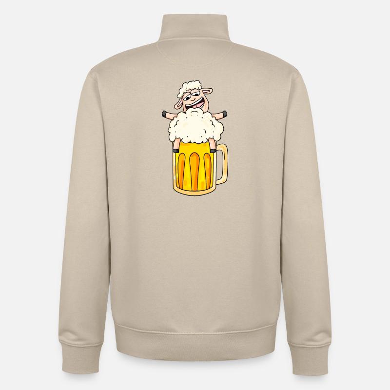 Beer Sheep Comic - Unisex Organic Zip Sweatshirt by Stanley/Stella - desert dust