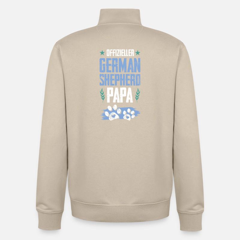 deutscher schäferhund hunde papa - Unisex Organic Zip Sweatshirt von Stanley/Stella - Cremebeige