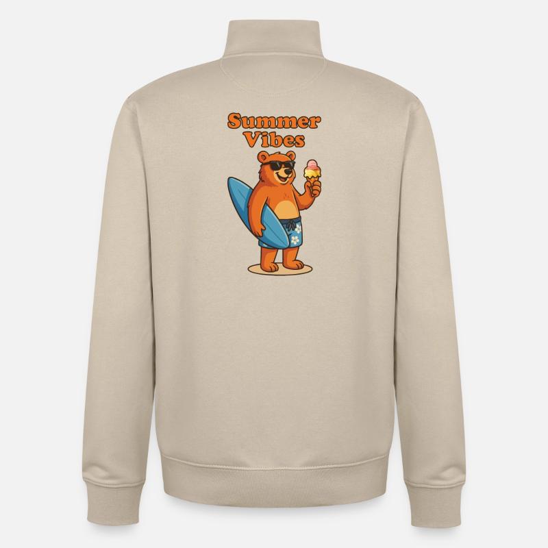 Summer Vibes Bear - Sommerbär mit Eis - Unisex Organic Zip Sweatshirt von Stanley/Stella - Cremebeige