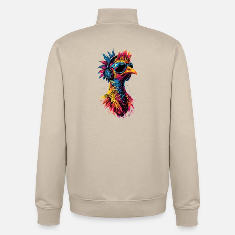 Dinde Poules Oiseaux Dinde - Sweat zippé unisexe en coton bio Stanley/Stella - beige crème