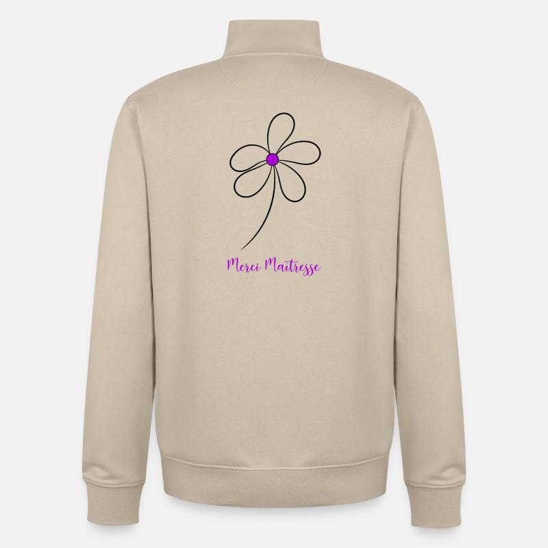 MAÎTRESSE. MERCI. MERCI MAÎTRESSE. FLEUR - Sweat zippé unisexe en coton bio Stanley/Stella - beige crème