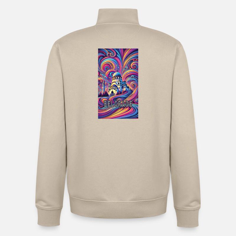 Belgrad Serbien Panorama Design - Unisex Organic Zip Sweatshirt von Stanley/Stella - Cremebeige